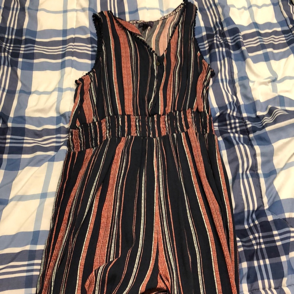 Navy & Pink long legged romper